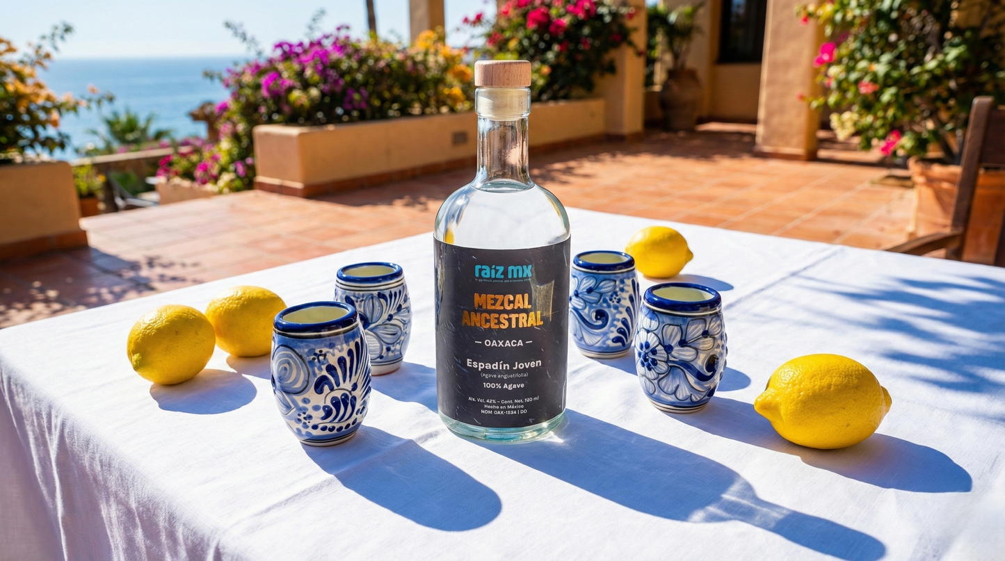 Ritual de Talavera: Mezcal Ancestral y 4 Caballitos de Talavera - Barril - Envío Incluido