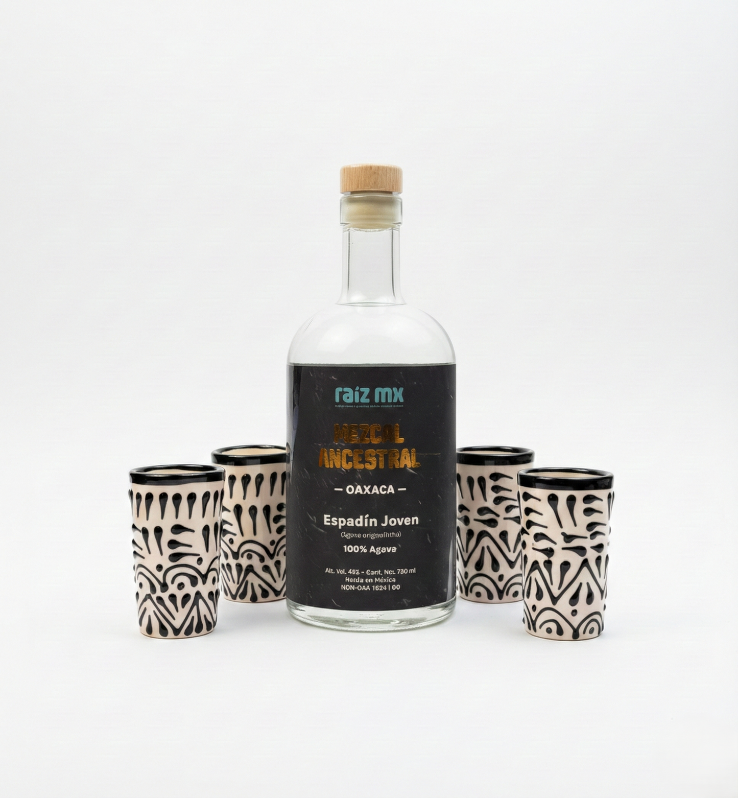 Ritual de Talavera: Mezcal Ancestral y 4 Caballitos de Talavera - Noche - Envío Incluido
