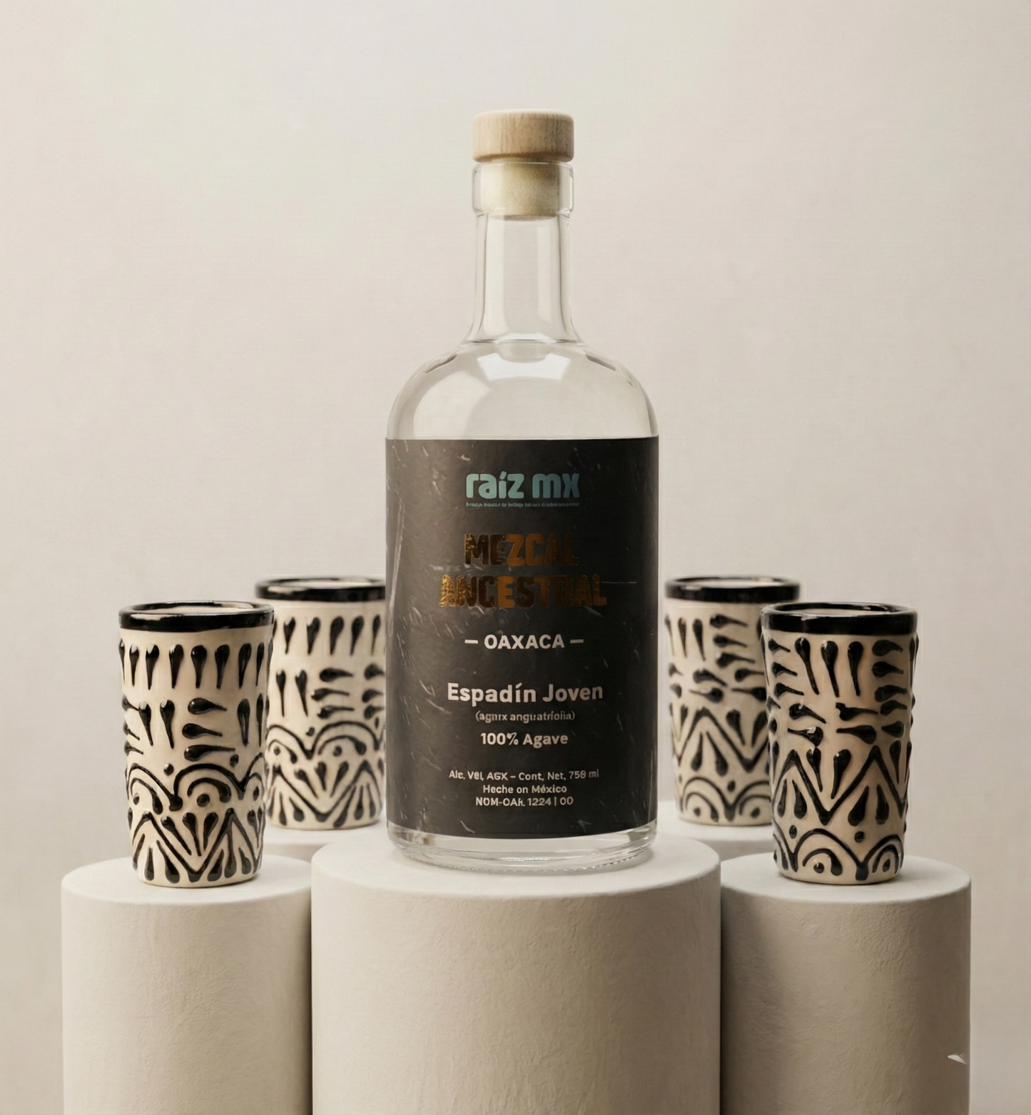 Ritual de Talavera: Mezcal Ancestral y 4 Caballitos de Talavera - Noche - Envío Incluido