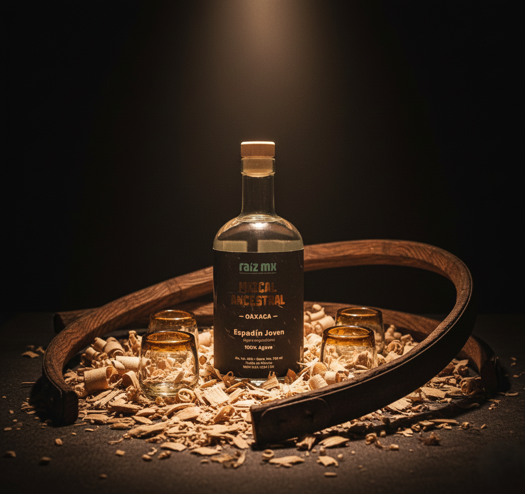 Ritual de Luz: Mezcal Ancestral y 4 Caballitos de Vidrio Soplado - Edición Ambar Solar - Envío Incluido