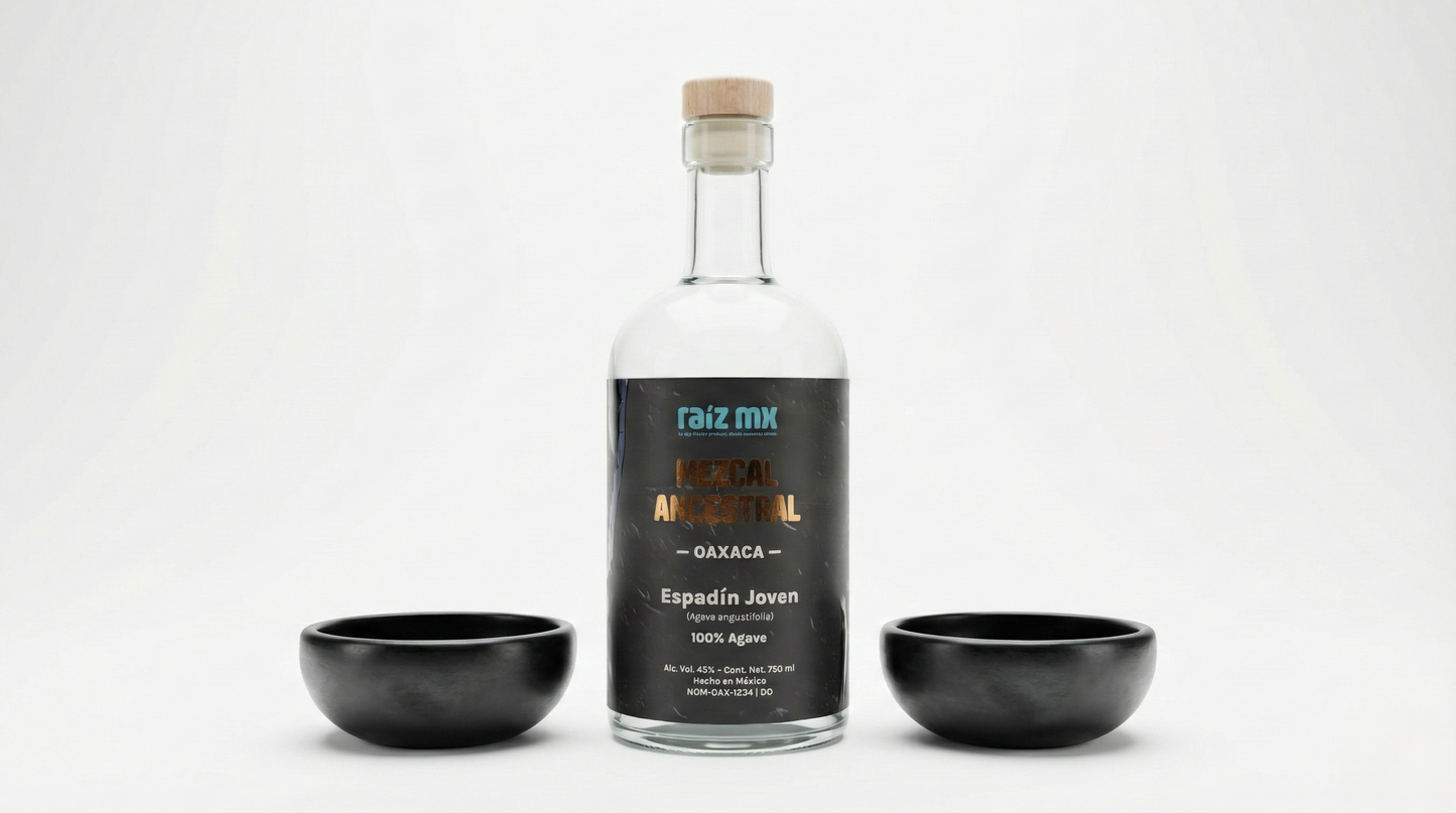 Ritual de Barro Artesanal: Mezcal Ancestral y 4 Jícaras Mezcaleras Decorados a Mano - Envío Incluido