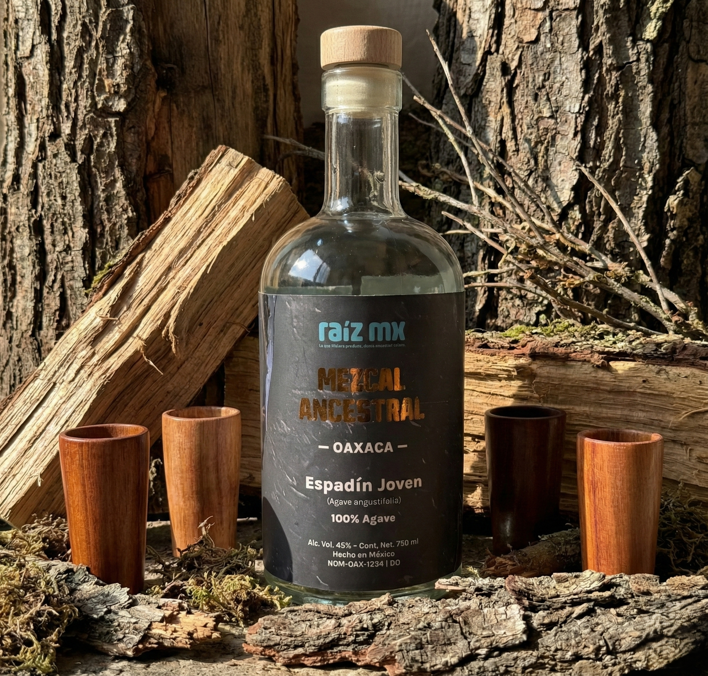Ritual de Luz: Mezcal Ancestral y 4 Caballitos de Madera- Envío Incluido
