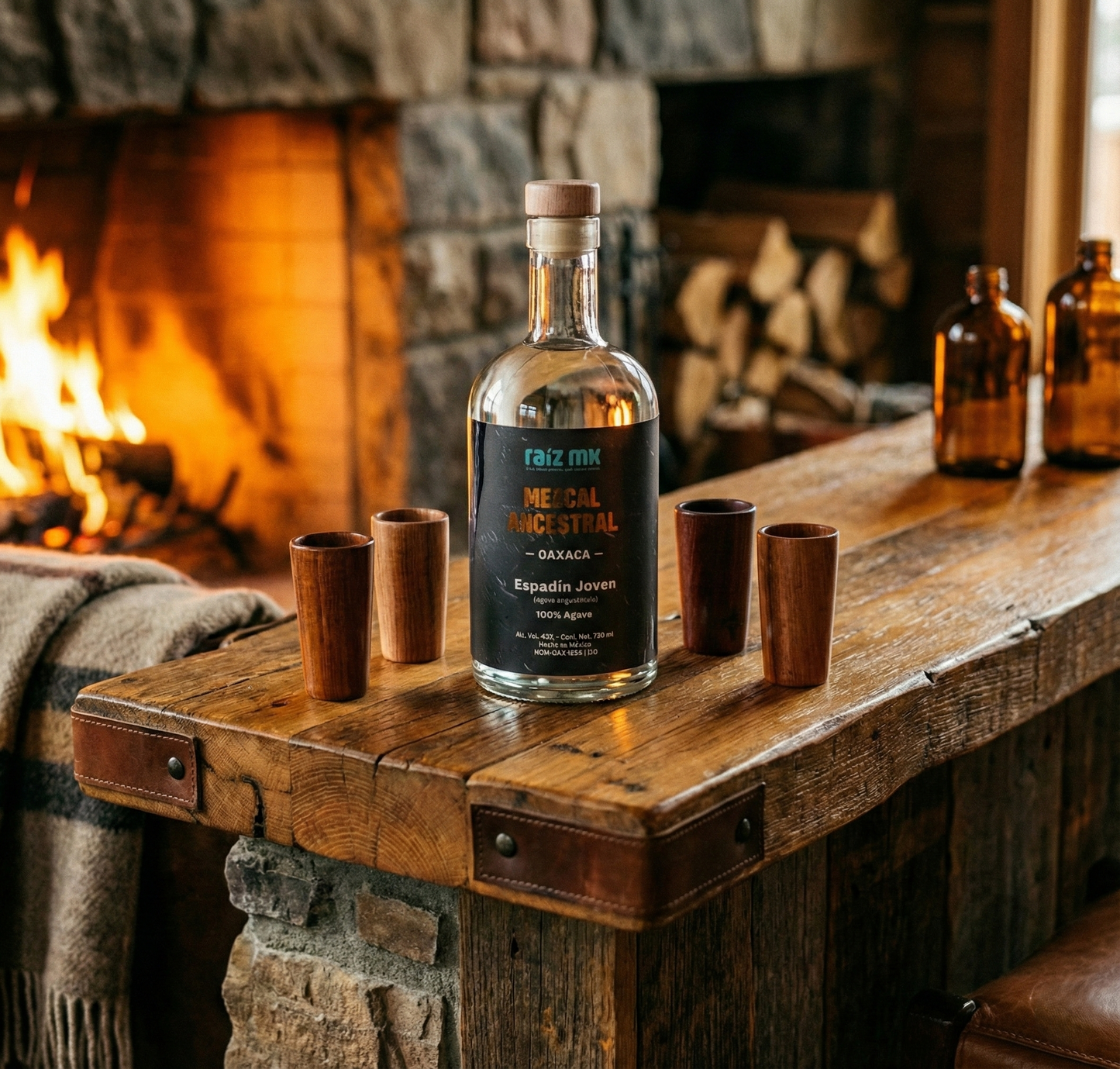 Ritual de Luz: Mezcal Ancestral y 4 Caballitos de Madera- Envío Incluido