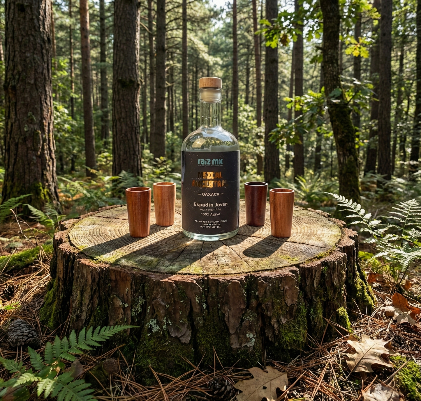 Ritual de Luz: Mezcal Ancestral y 4 Caballitos de Madera- Envío Incluido