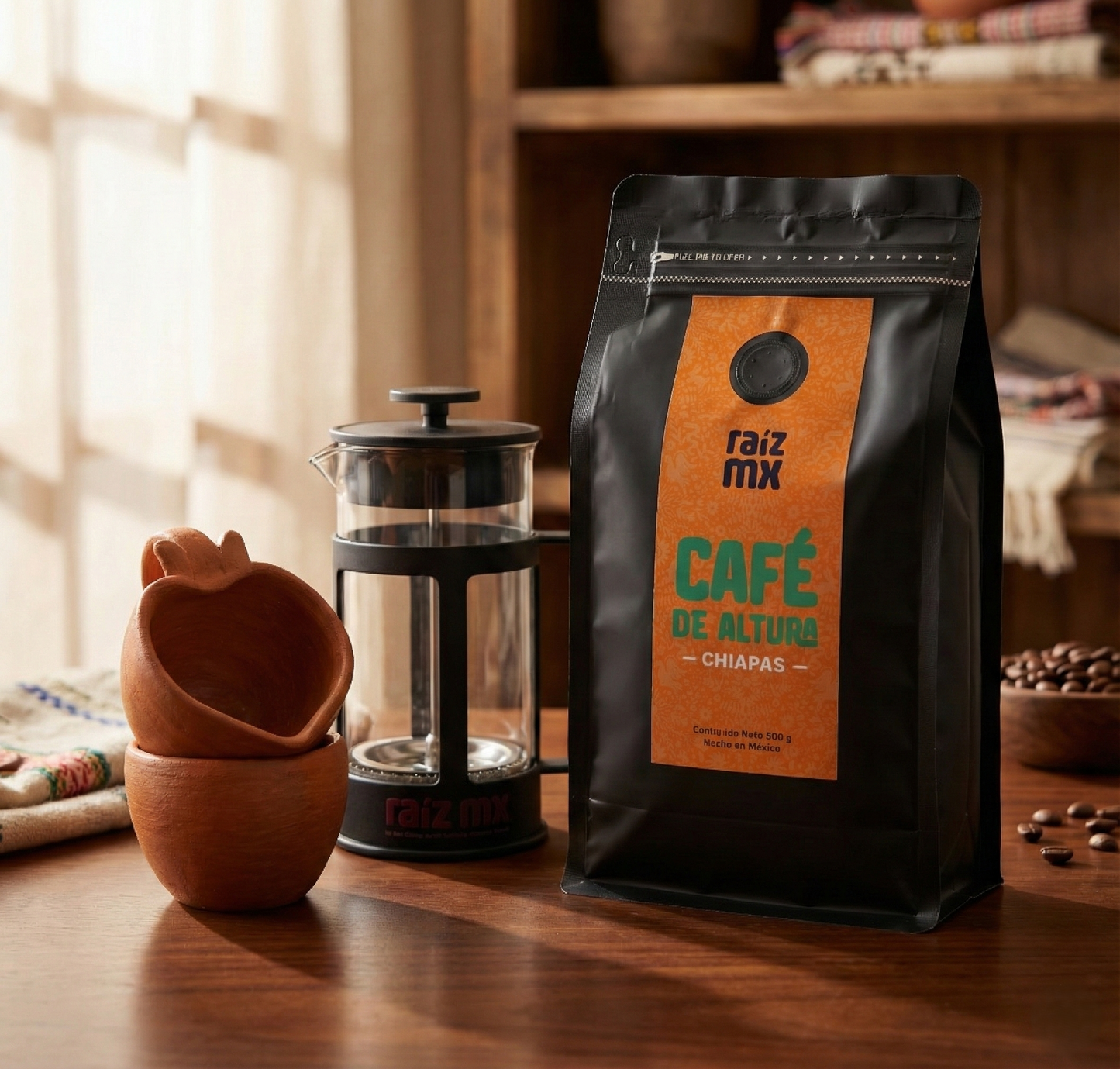 Ritual de Origen: Prensa Francesa, Café de Chiapas y Tazas de Barro Rojo