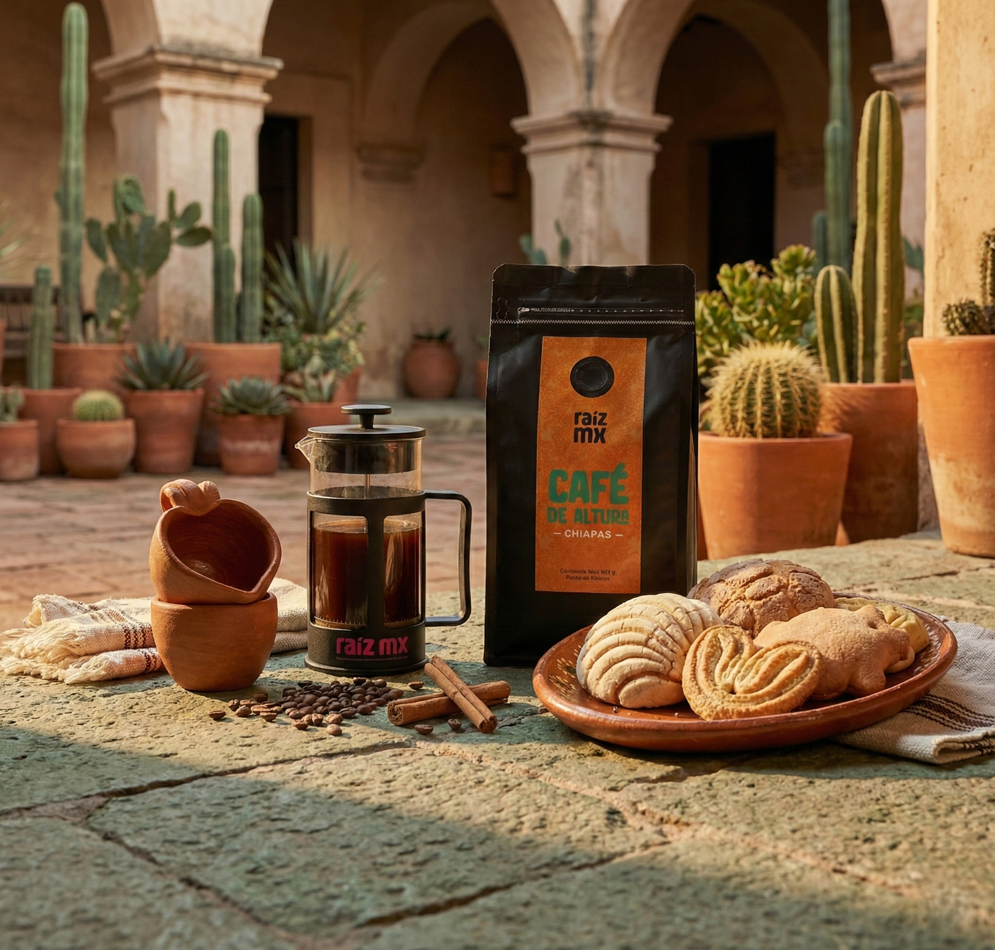 Ritual de Origen: Prensa Francesa, Café de Chiapas y Tazas de Barro Rojo