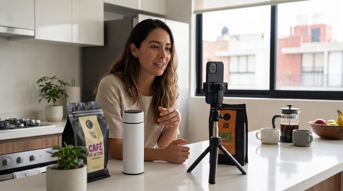Dúo de café Veracruz y Chiapas con termo digital blanco